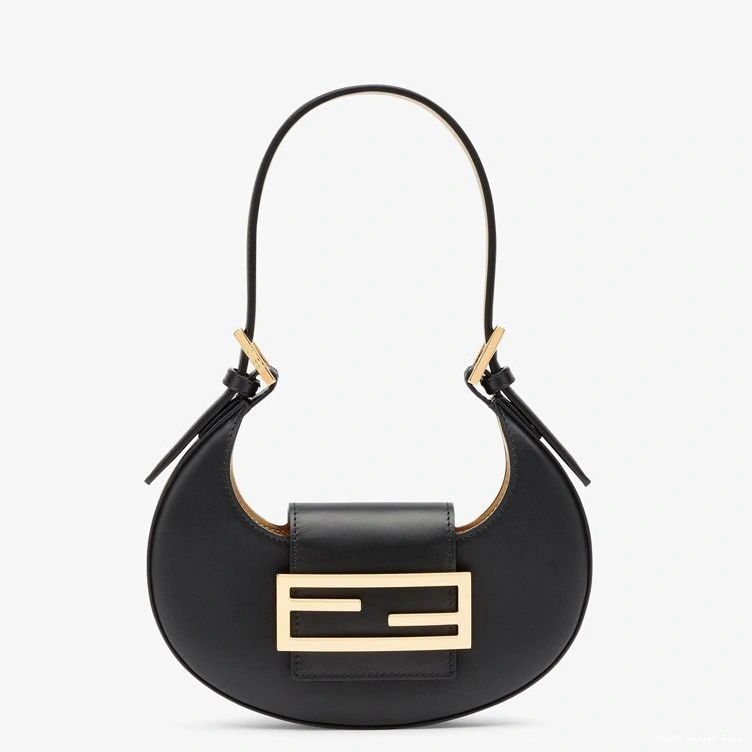 Black Leather Bag Calf Hobo Mini Fendi Cookie In 0719